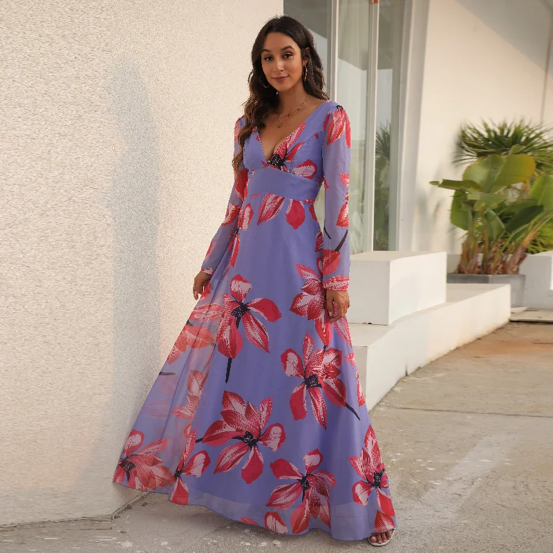 FashionSierra - Sexy Deep V-neck Backless Prom Dresses