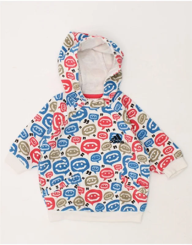 ADIDAS Baby Girls Graphic Hoodie Jumper 0-3 Months Multicoloured Cotton Hoodie with Elastic Cuffs Stretchable Comfortable