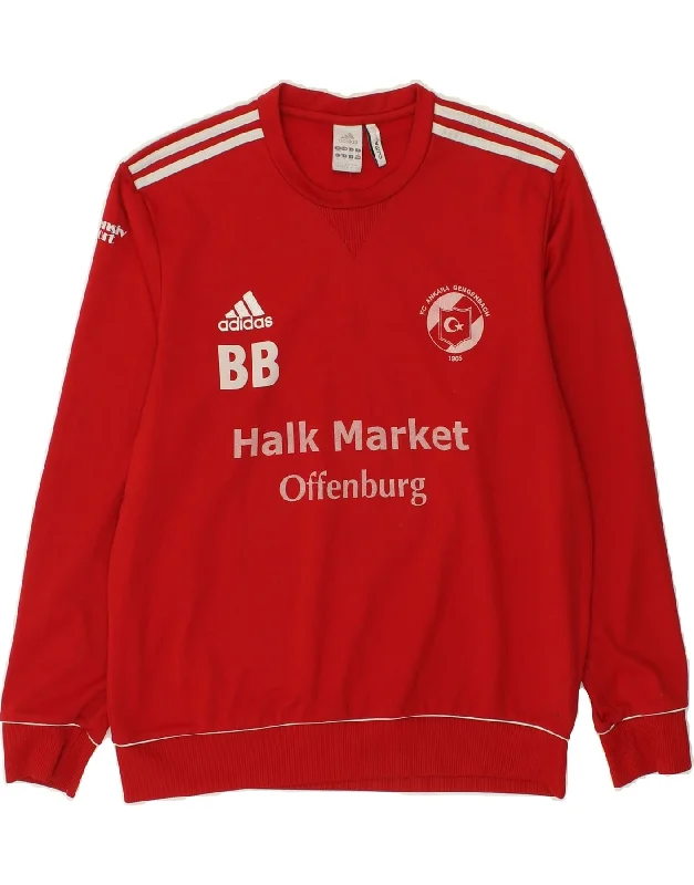 ADIDAS Mens Climawarm Graphic Sweatshirt Jumper UK 44/46 Large Red Zip Hoodie Drawstring Kangaroo Pocket