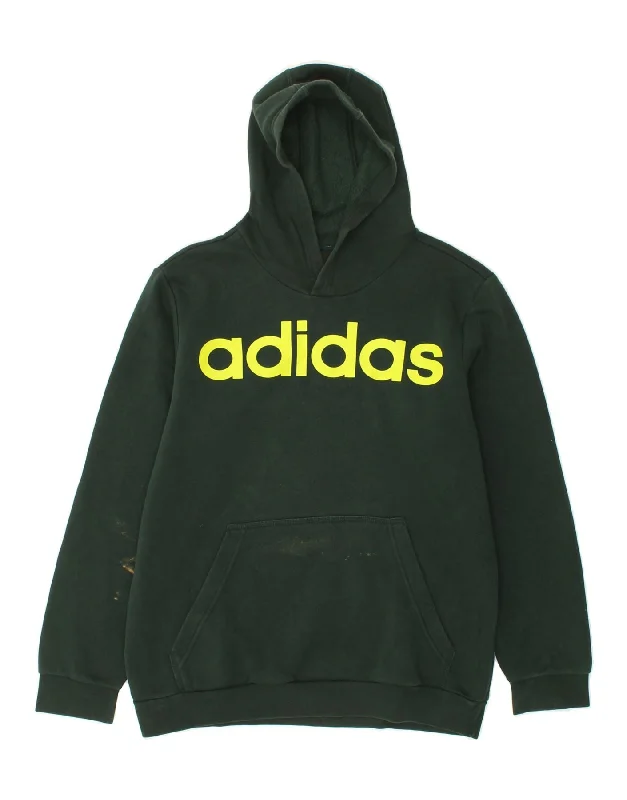 ADIDAS Mens Graphic Hoodie Jumper Large Green Hooded Sweatshirt Casual Wear Street Style