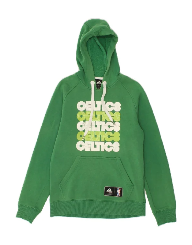 ADIDAS Mens Graphic Hoodie Jumper Small Green Cotton Graphic Hoodie Design Print