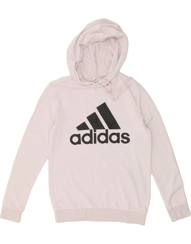 ADIDAS Womens Graphic Hoodie Jumper UK 8/10 Small Pink Cotton Graphic Hoodie Design Print