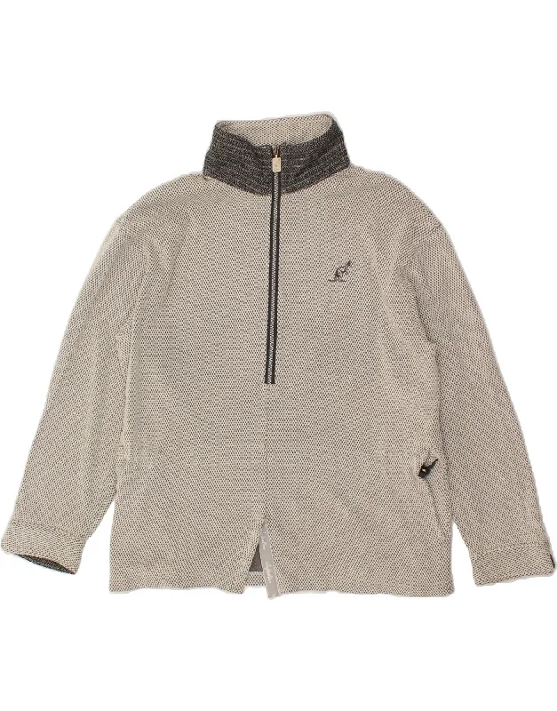 AUSTRALIAN L'ALPINA Mens Zip Neck Sweatshirt Jumper Large Grey Hoodie with Relaxed Fit Easy Casual