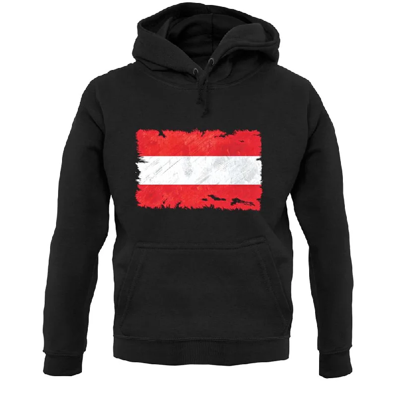 Austria  Grunge Style Flag Unisex Hoodie Hoodie with High Neck Warm Protective