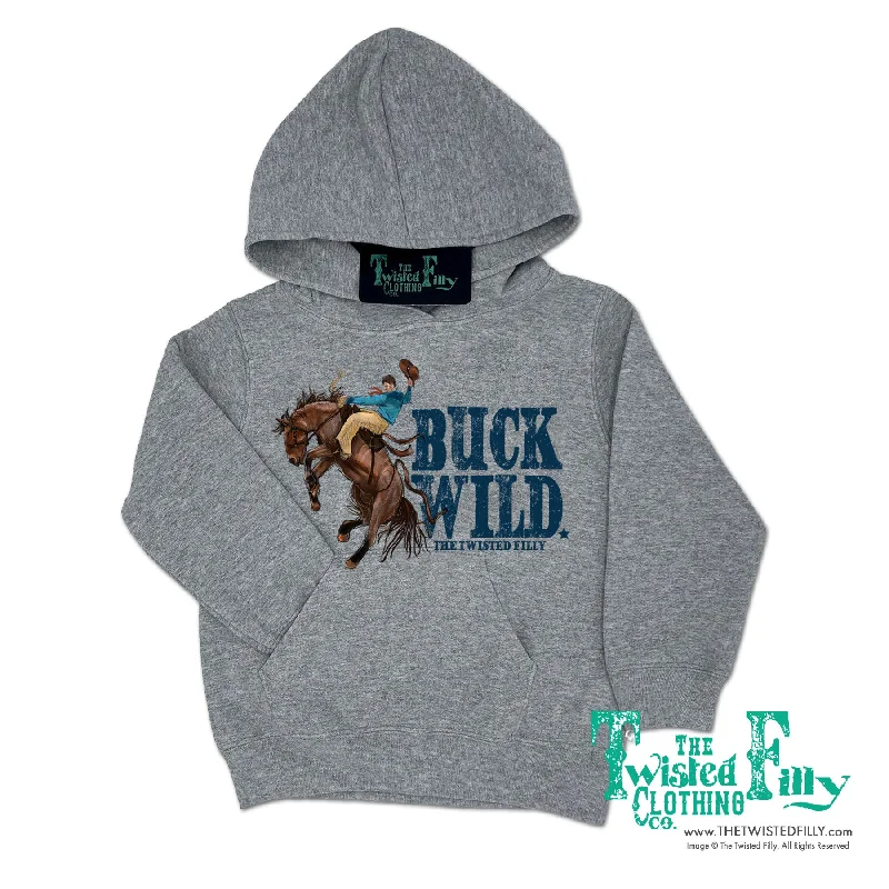 Buck Wild - Adult Hoodie - Gray Hoodie with Emblem Brand Identity