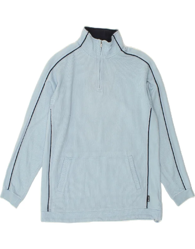 CHAMPION Mens Zip Neck Sweatshirt Jumper Large Blue Cotton Hoodie Sweatshirt Pullover