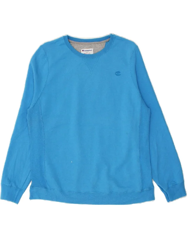 CHAMPION Womens Sweatshirt Jumper UK 18 XL Blue Cotton Hoodie with Front Slit Layering Stylish