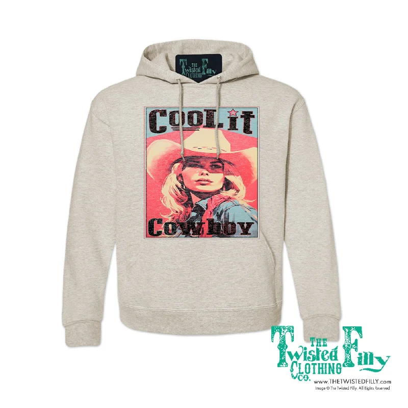 Cool It Cowboy - Adult Womens Hoodie - Assorted Colors Hoodie with Belted Waist Structured Tailored