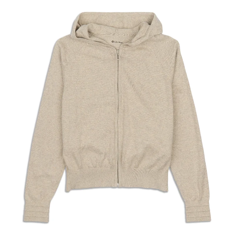 Cotton-Cashmere Knit Hoodie Hoodie with Crew Neck Simple Timeless