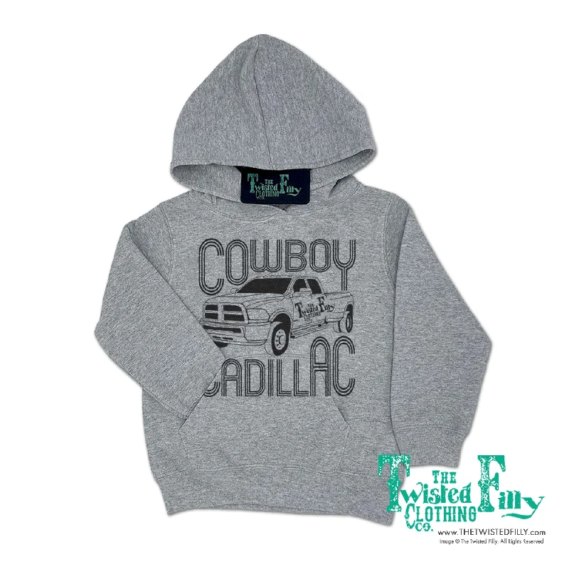 Cowboy Cadillac - Adult Hoodie - Athletic Heather Gray Hoodie with Thumb Holes Functional Cozy