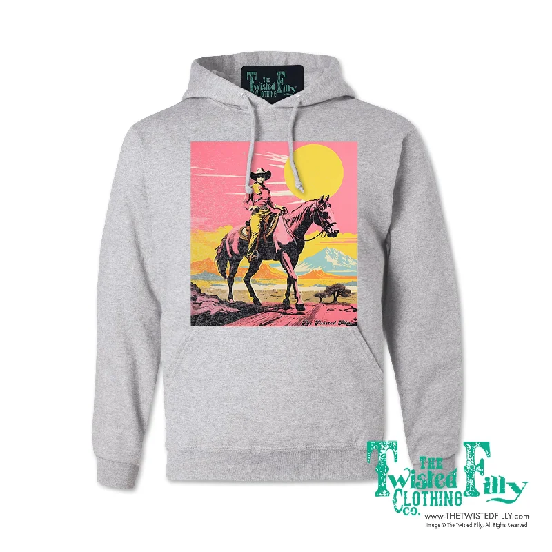 Desert Cowgirl - Adult Womens Hoodie - Assorted Colors Hoodie with Rolled Sleeves Casual Relaxed