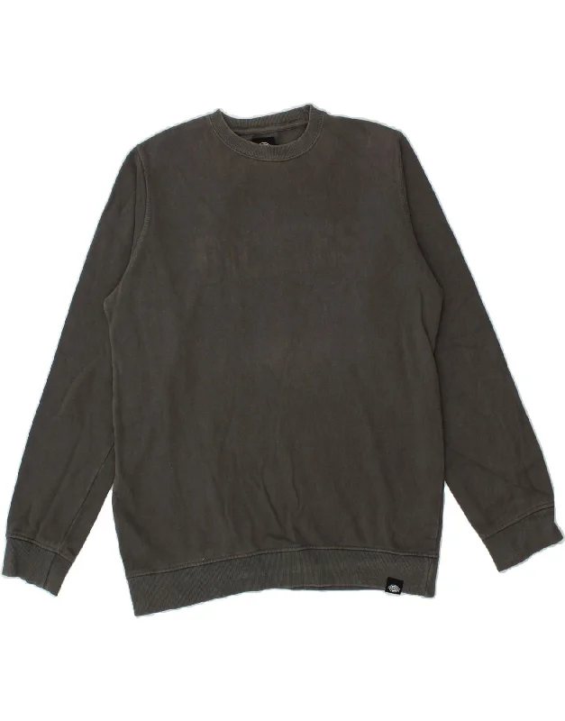 DICKIES Mens Sweatshirt Jumper Large Grey Cotton Hoodie with Ribbed Cuffs Snug Fit Comfort