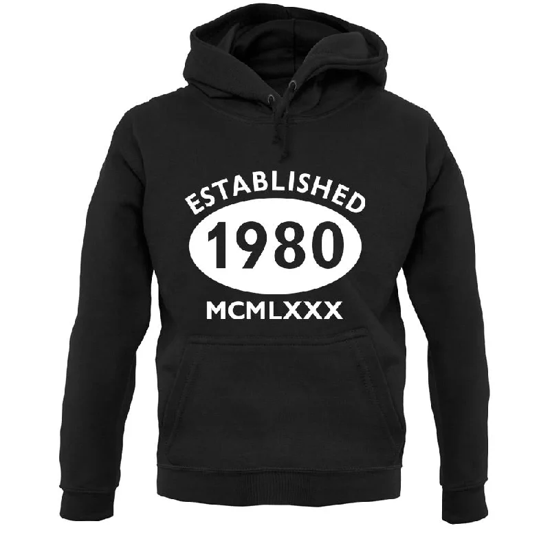 Established 1980 Roman Numerals Unisex Hoodie Hoodie with Metallic Shiny Futuristic