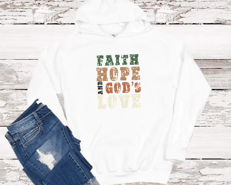 Faith, Hope And God’s Love Ladies Hoodie Hoodie with Drop Shoulder Relaxed Streetwear