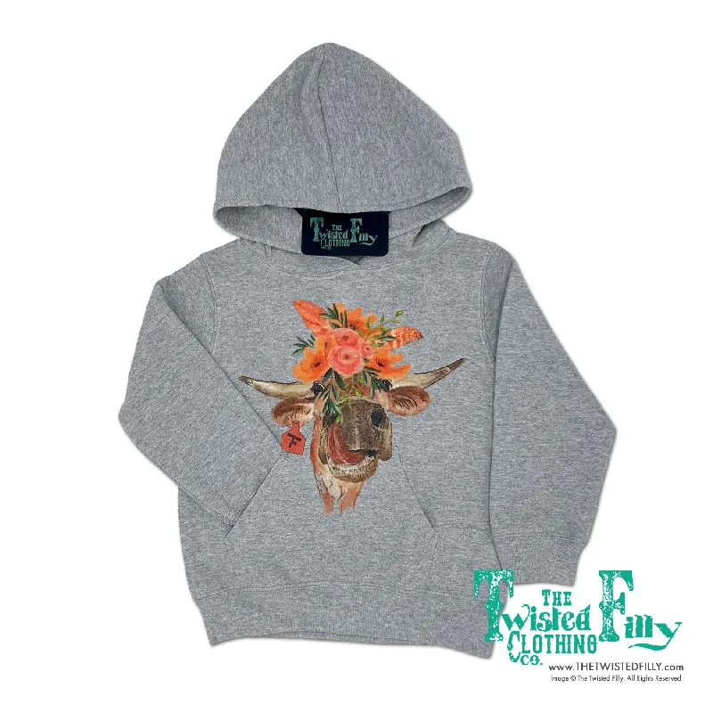 Flower Child - Adult Womens Hoodie - Athletic Gray Hoodie with Illustration Artistic Creative