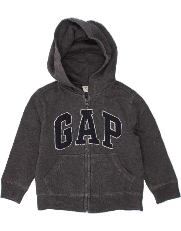 GAP Boys Graphic Zip Hoodie Sweater 3-4 Years Grey Cotton Hoodie with Pocket Utility Practical