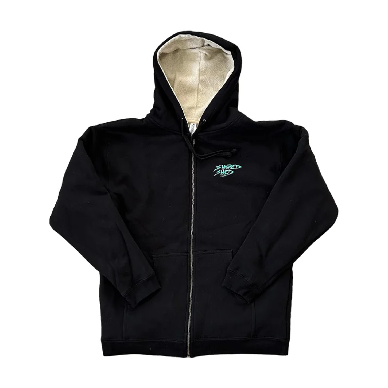 Shred Shed Sherpa Hooded Sweatshirt Hoodie with Hem Patch Decorative Personalized
