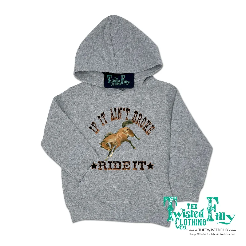 If It Aint Broke Ride It - Adult Hoodie - Athletic Gray Hoodie with Fur Luxurious Winter