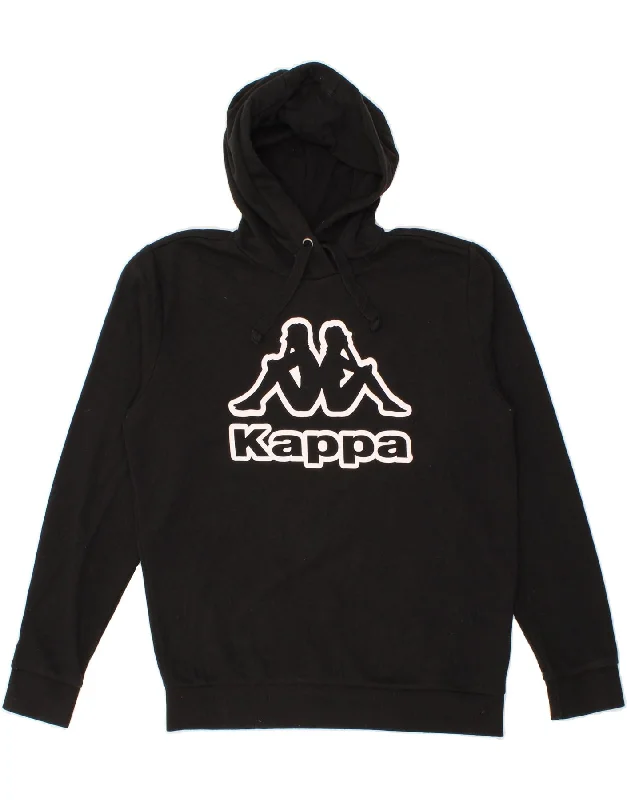 KAPPA Mens Graphic Hoodie Jumper Medium Black Cotton Hoodie Dress Longline Feminine