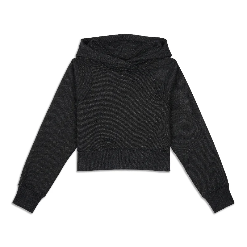 Loungeful Cropped Hoodie - Resale Hoodie with Hem Patch Decorative Personalized
