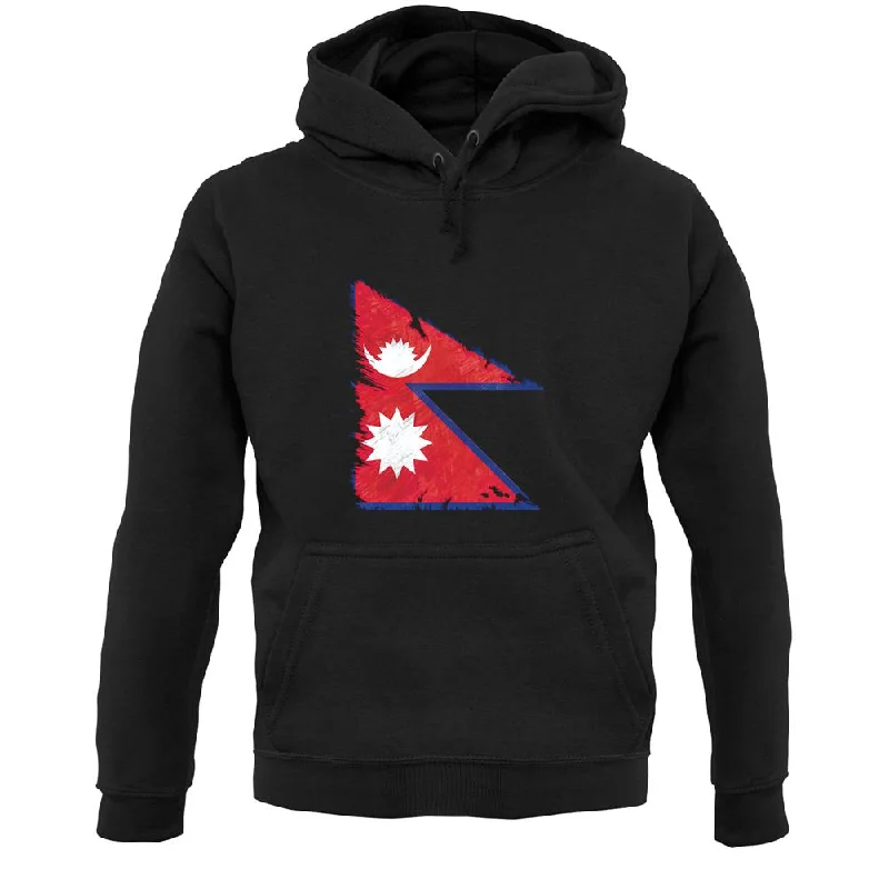 Nepal Grunge Style Flag Unisex Hoodie Hoodie with Bell Sleeves Flared Feminine