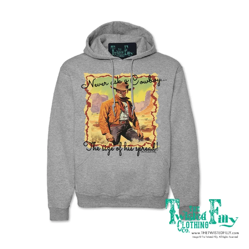 Never Ask A Cowboy - Adult Womens Hoodie - Assorted Colors Hoodie with Neon Bright Vibrant