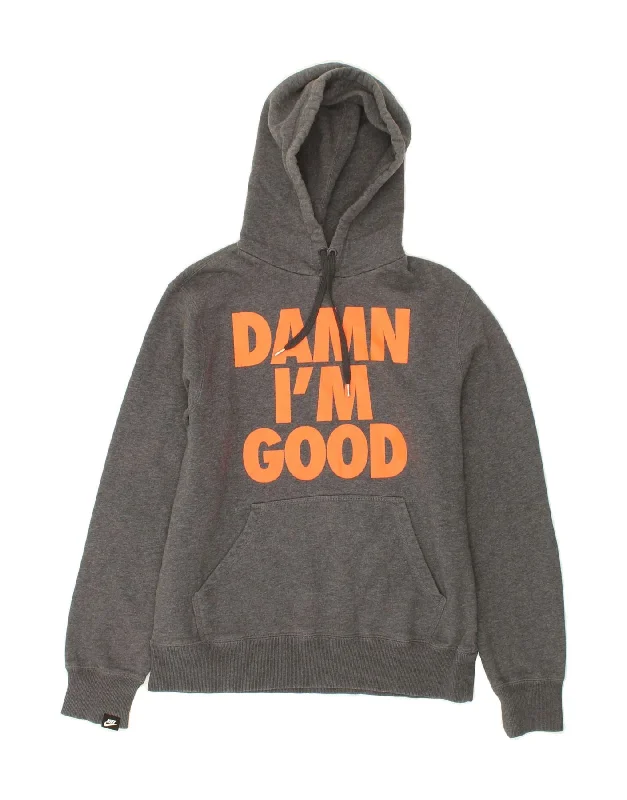 NIKE Mens sportswear Graphic Hoodie Jumper Medium Grey Cotton Hoodie with Drawstring Waist Adjustable Fitted