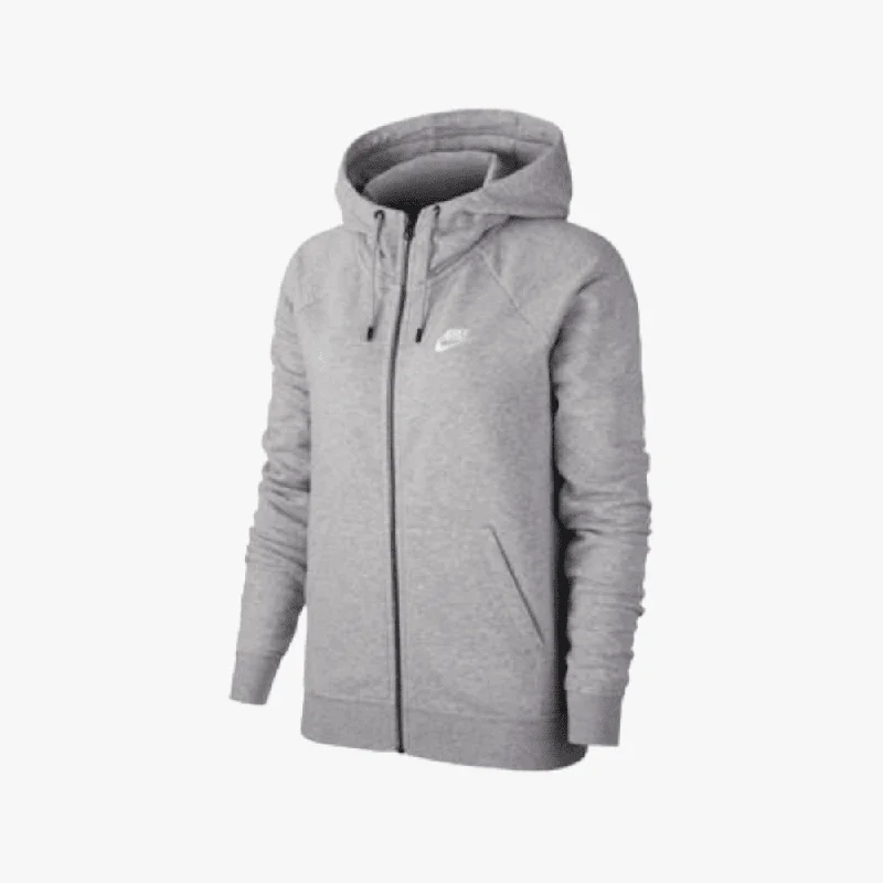 Nike Womens Essential Full Zip Hoodie Grey Mel Hoodie with Color Block Contrast Stylish