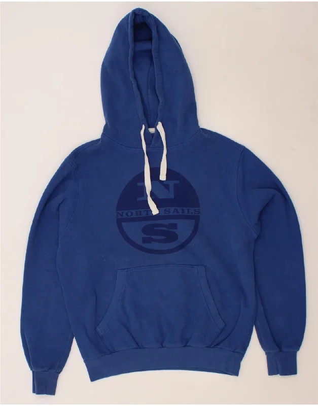 NORTH SAILS Mens Graphic Hoodie Jumper Medium Blue Cotton Hoodie with Rhinestones Sparkly Elegant