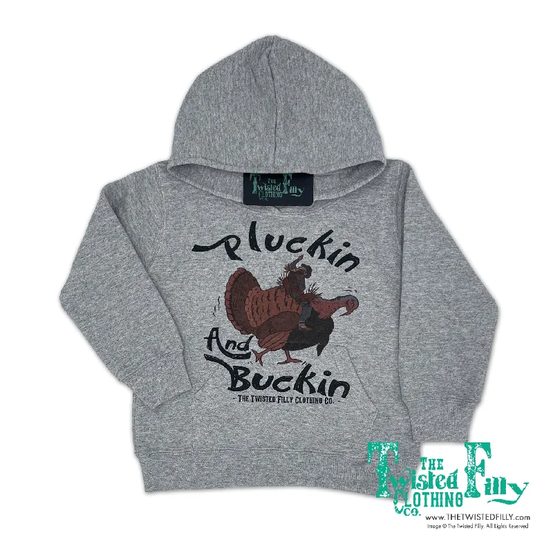 Pluckin and Buckin Turkey Bronc COWGIRL - Adult Hoodie - Gray Hoodie with Reflective Safety Nightwear