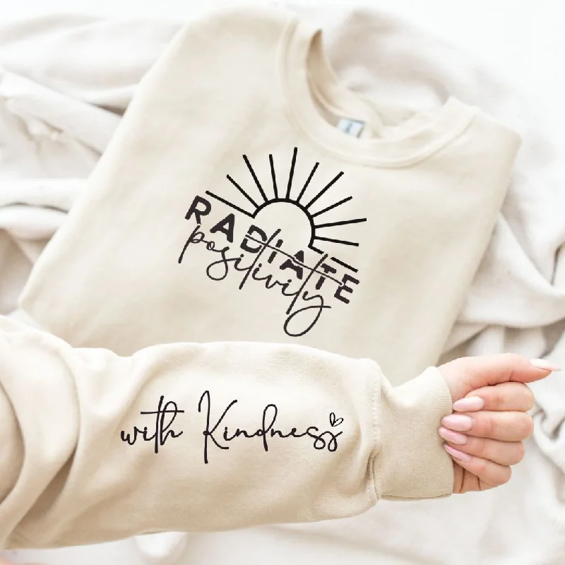 PREORDER: Radiate Positivity Ladies Sweatshirt (3 Colors) Hoodie with Monochrome Minimalist Simple