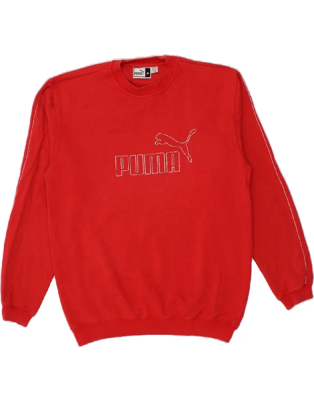 PUMA Mens Graphic Sweatshirt Jumper Medium Red Hoodie with Slim Fit Tailored Modern