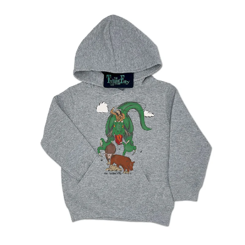 Ropin' Rexy - Adult Womens Hoodie - Gray Hoodie with Lining Warm Insulated