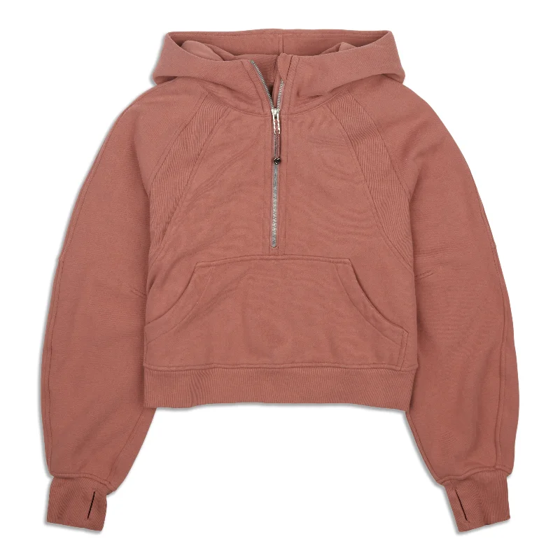 Scuba Oversized Half-Zip Hoodie - Resale Hoodie with Ribbed Hem Stretchable Secure