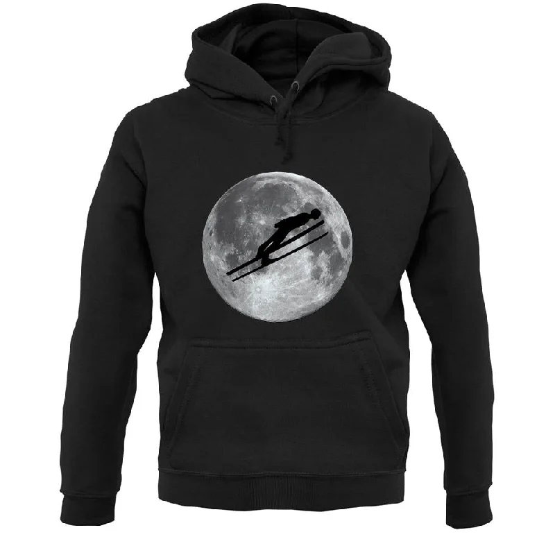 Ski Jump Moon Unisex Hoodie Hoodie with Zipper Placket Modern Functional