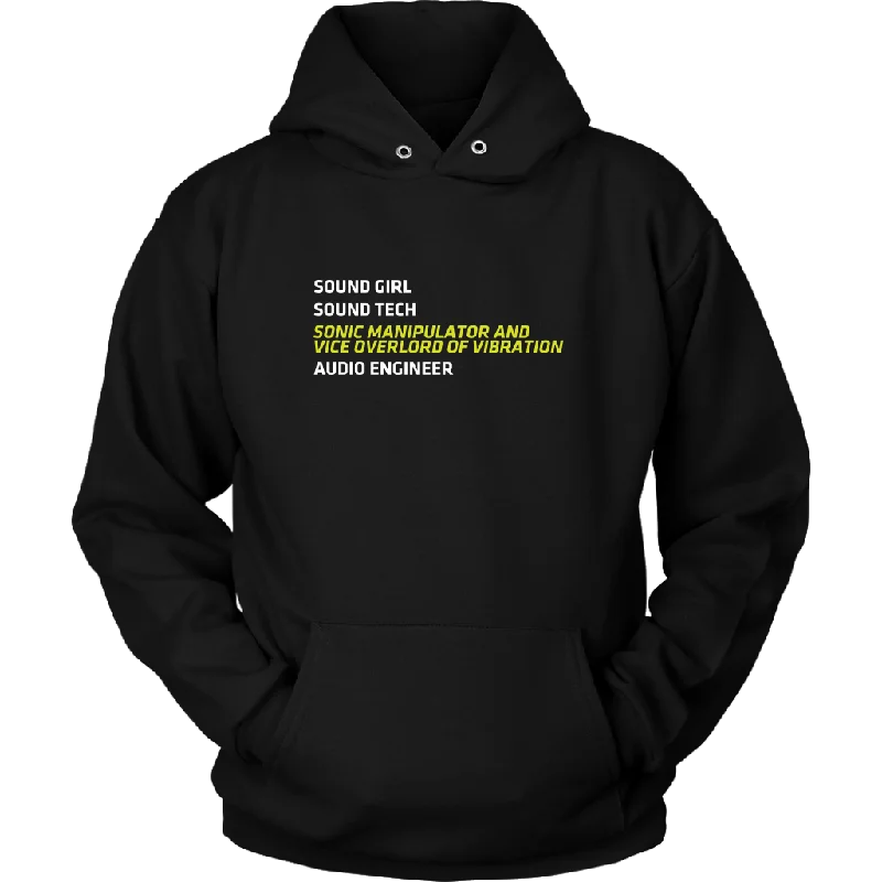 Sonic Manipulator and Vice Overlord of Vibration (Sound Girl) Hoodie Hoodie with Hem Drawcord Adjustable Customizable