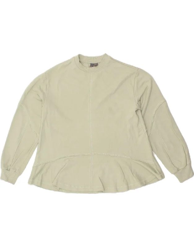 SWEATY BETTY Womens Oversized Sweatshirt Jumper UK 10 Small Green Cotton Hoodie with Ribbed Hem Stretchable Secure