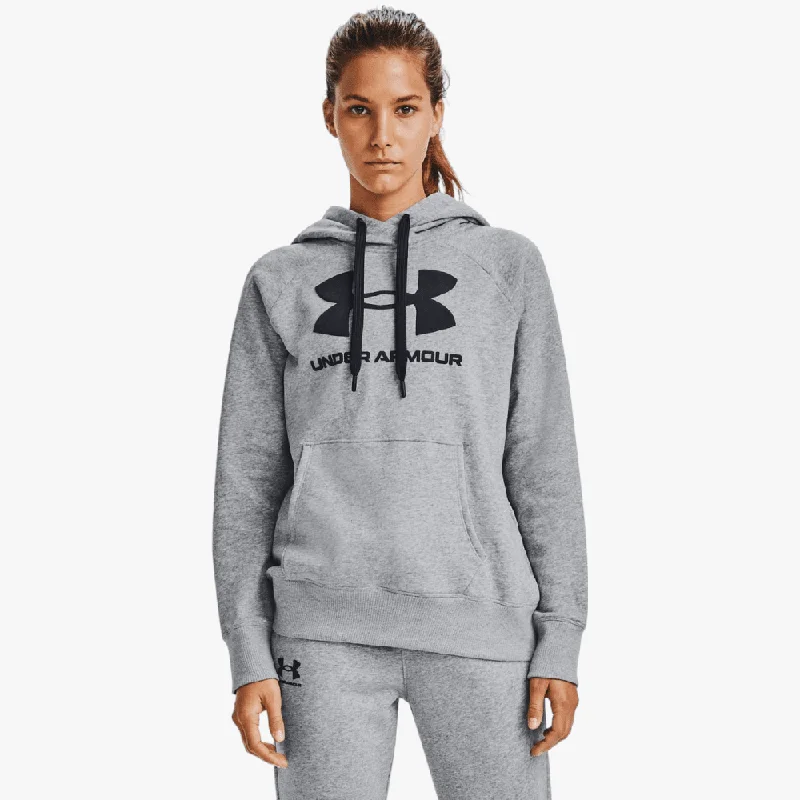 Under Armour Ladies Rival Fleece Logo Hoodie 035 Grey Hoodie with Sequins Glamorous Eye-catching