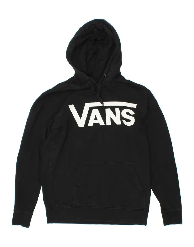 VANS Womens Oversized Graphic Hoodie Jumper UK 6 XS Black Cotton Hoodie with High Neck Warm Protective