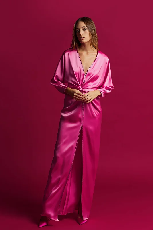 Gathered waistline high slit dress Tunics Fashionable chic