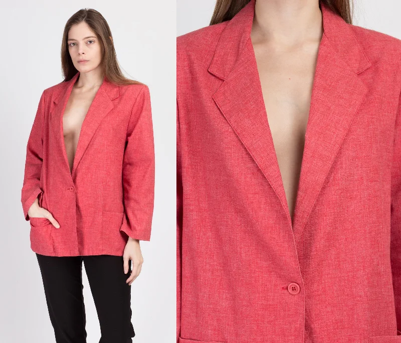 80s Pink Longline Blazer - Large Women's Business Blazer