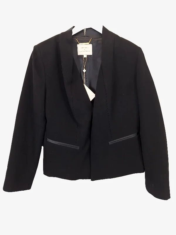 Anthea Crawford Structured Collarless Blazer Size 12 Women's Leather Blazer