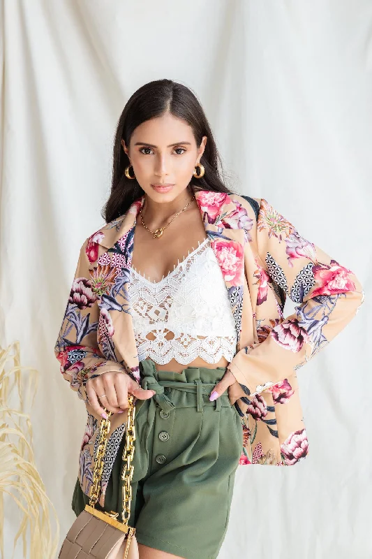 BIG FLOWERS PRINT BLAZER Women's Adventure Blazer