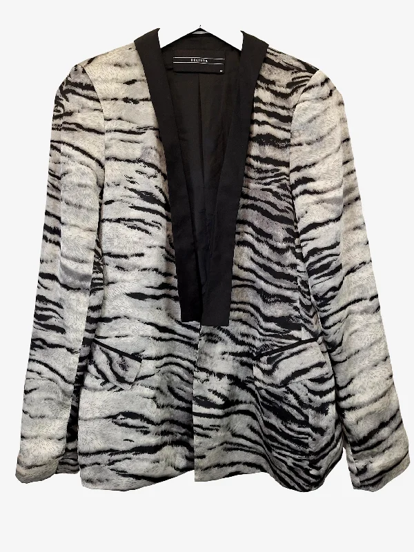 Decjuba Chic Zebra Satin Blazer Size 10 Women's Long Blazer