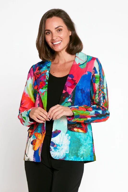 Digital Print Cotton Blazer - Bold Bouquet Women's Denim Suit