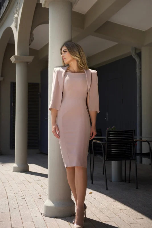 HELENA (LIGHT) NUDE CAPE BLAZER DRESS Women's Classic Blazer