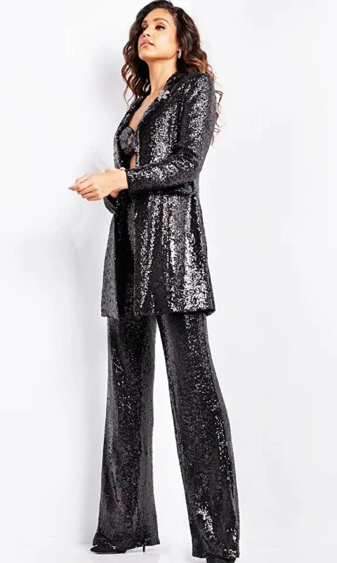 Jovani 25749 - Blazer Open Front Three Piece Set Pantsuit Women's Premium Blazer