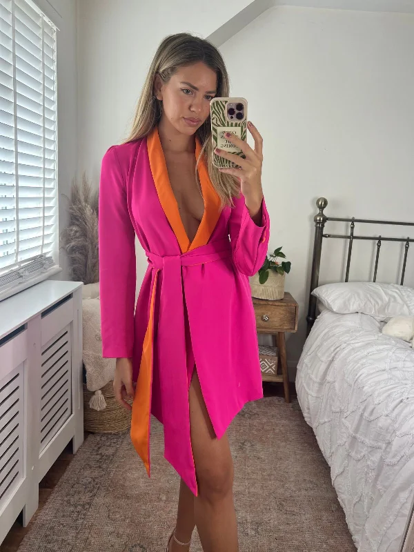Maya Colourblock Blazer Dress in Pink Women's Casual Suit
