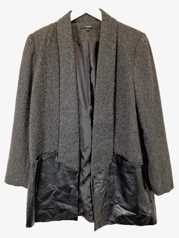 Piper Stylish Pu Trim Blazer Size M Women's Vintage Jacket