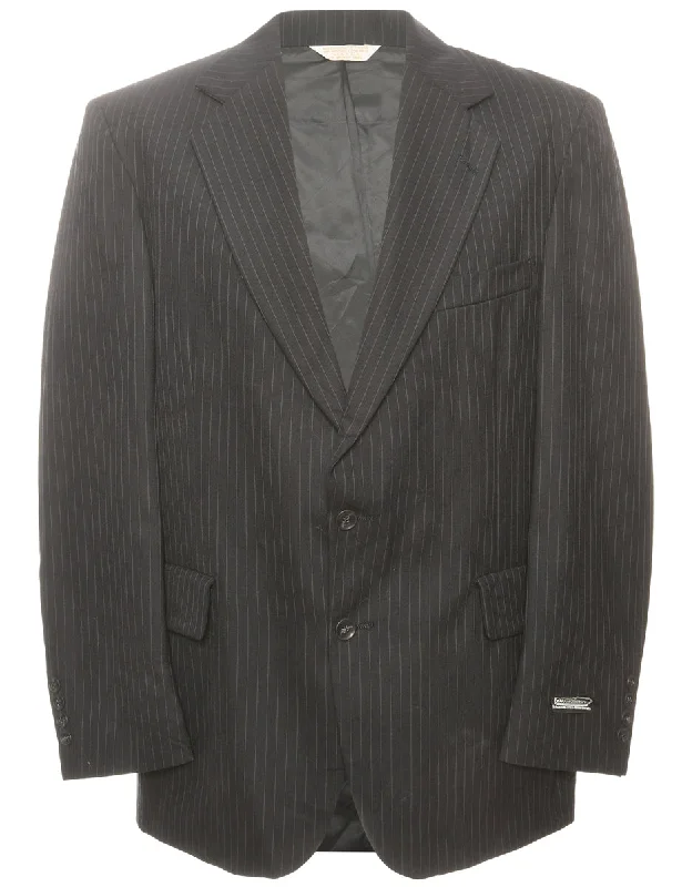 Striped Dark Grey Blazer - L Women's Luxurious Jacket
